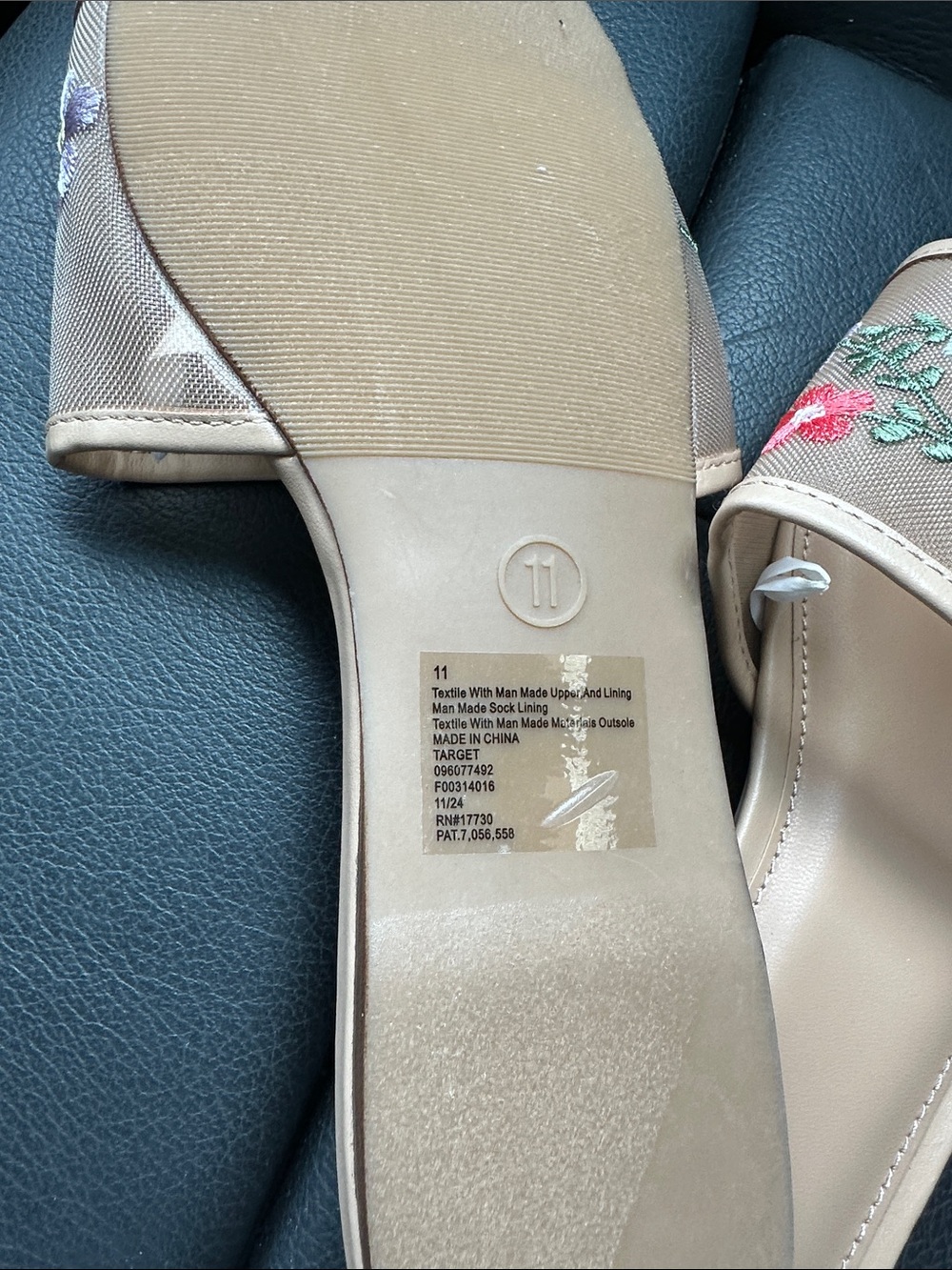 A New Day Women’s Beige Slide Sandals with Embroidered Floral- Size 11-NWOT - Picture 7 of 7